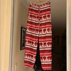 Red elephant harem pants